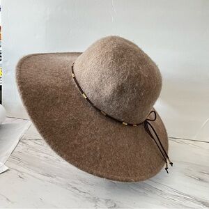 Something Special Floppy Wide Brim Wool Hat Brown Tan